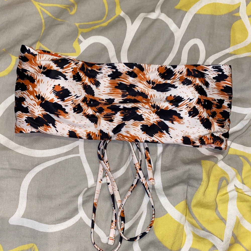 animal print bandeau bikini top size small